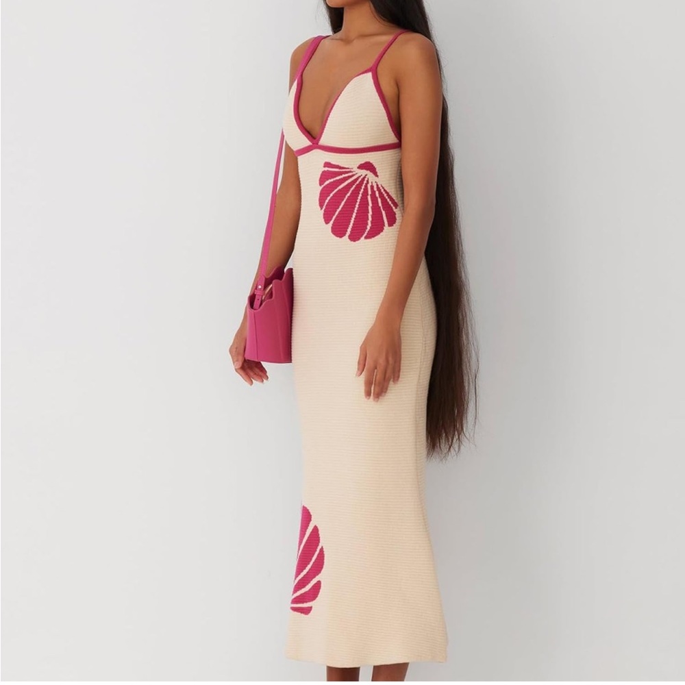 Pink Midi Dress Size Large - Picture 3 of 4